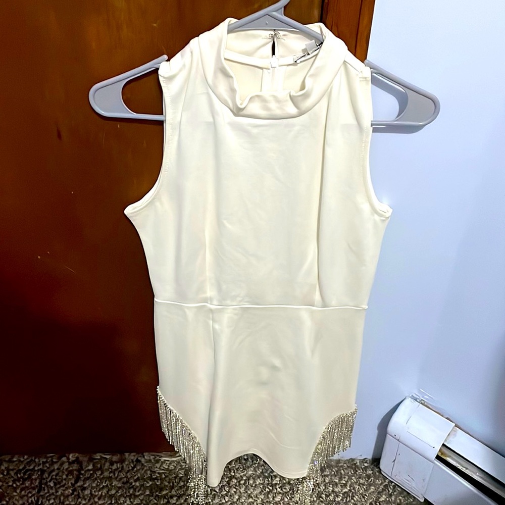 White Dress with sequin fringe. Super cute!!